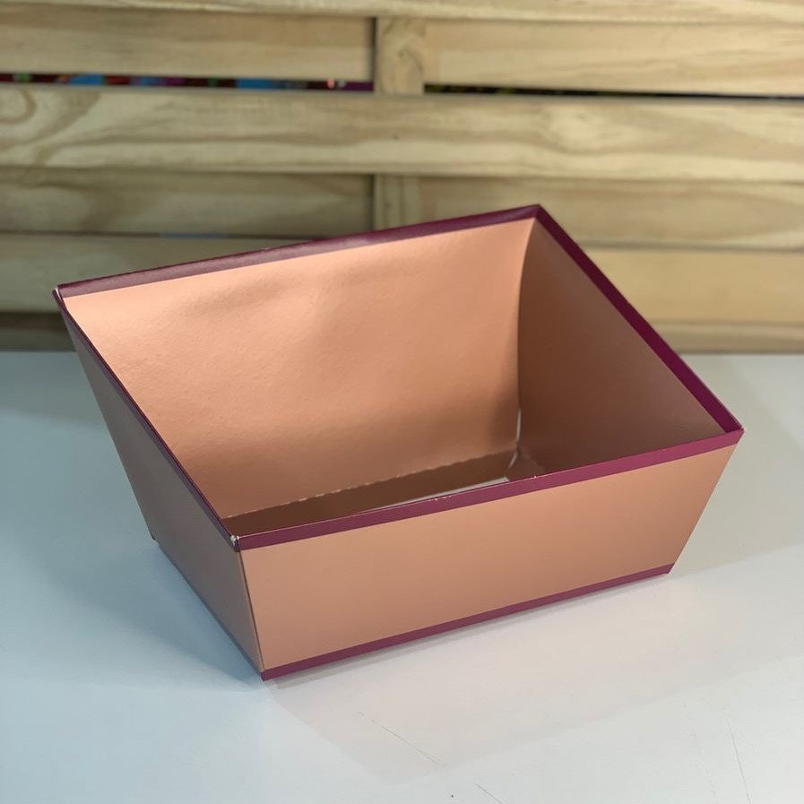 CESTA CARTAO TRAPEZIO ROSE GOLD E MARSAL M 22X15X14 13004081