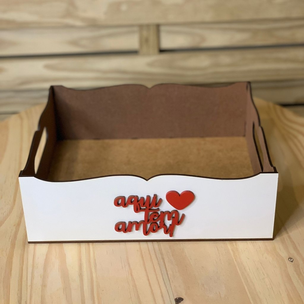 BANDEJA BCO 25X20X8CM C/FRASE MDF 562806