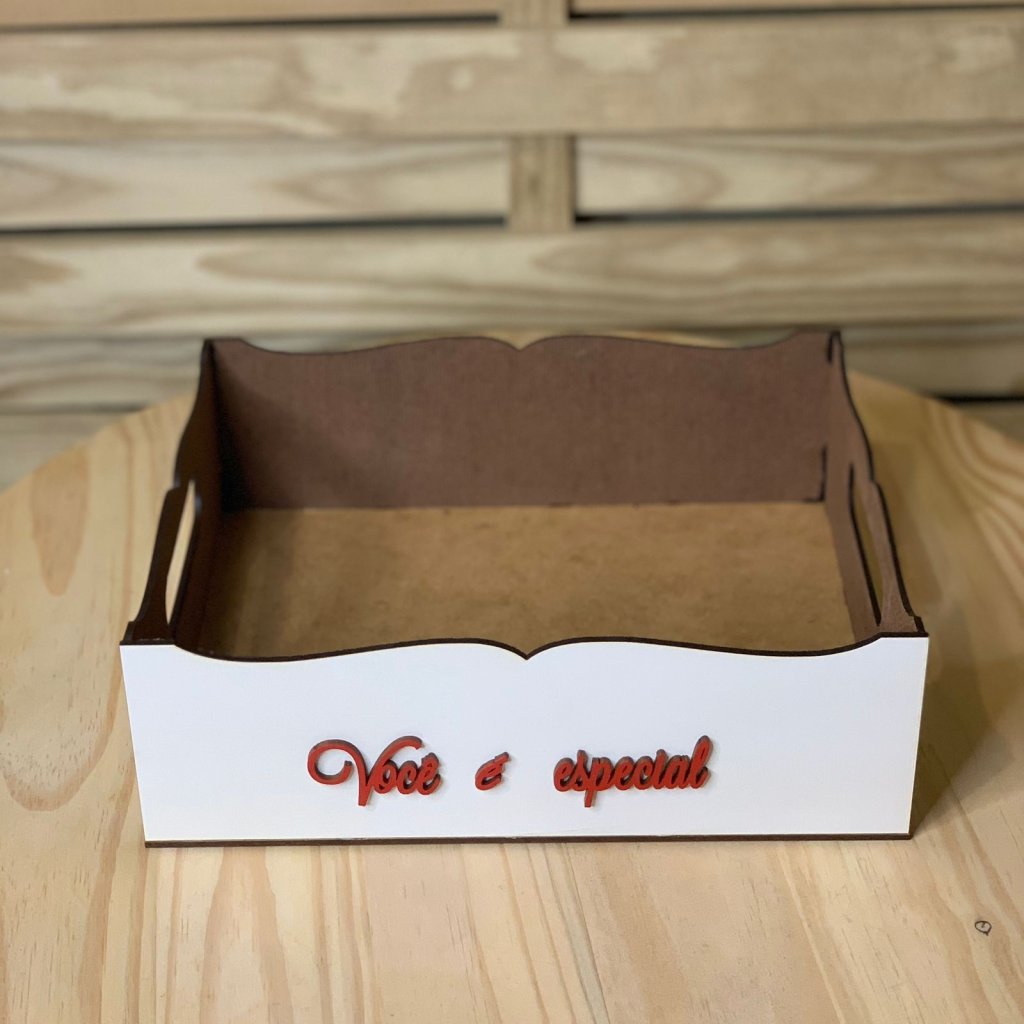 BANDEJA BCO 25X20X8CM C/FRASE MDF 562806