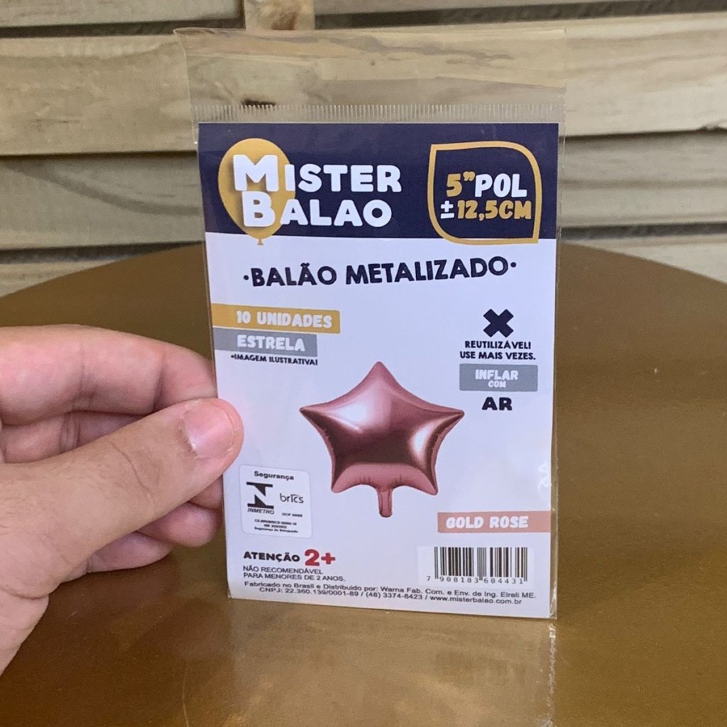 WM BALOES ESTRELA 5POL 12,5CM GOLD ROSE C/10 604431