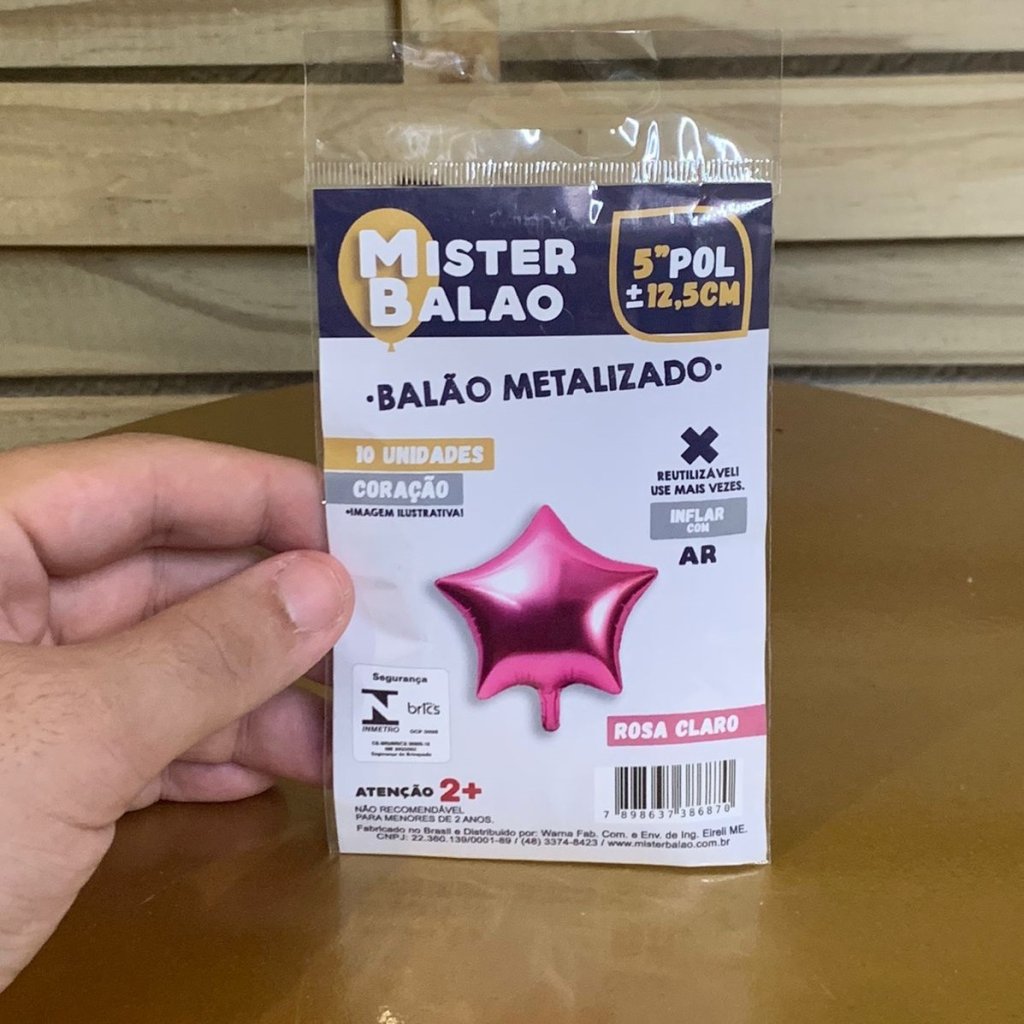 WM BALOES ESTRELA 5POL 12,5CM ROSA CLARO C/10 386870
