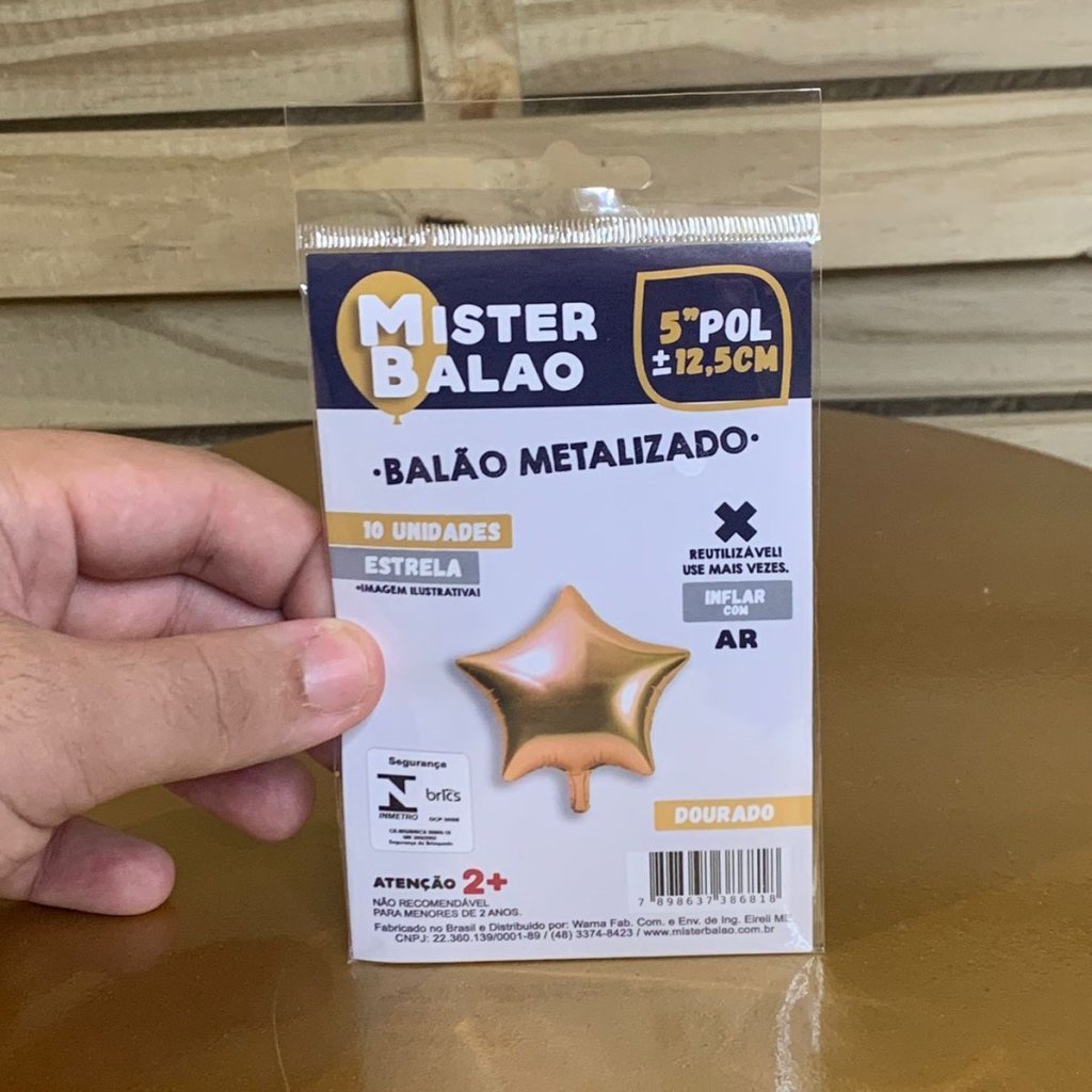 WM BALOES ESTRELA 5POL 12,5CM DOURADO C/10 386818