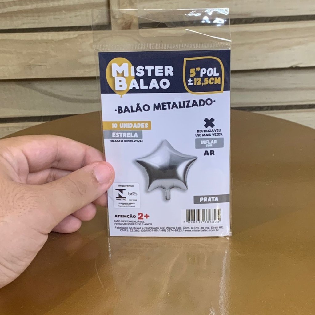 WM BALOES ESTRELA 5POL 12,5CM PRATEADO C/10 386825