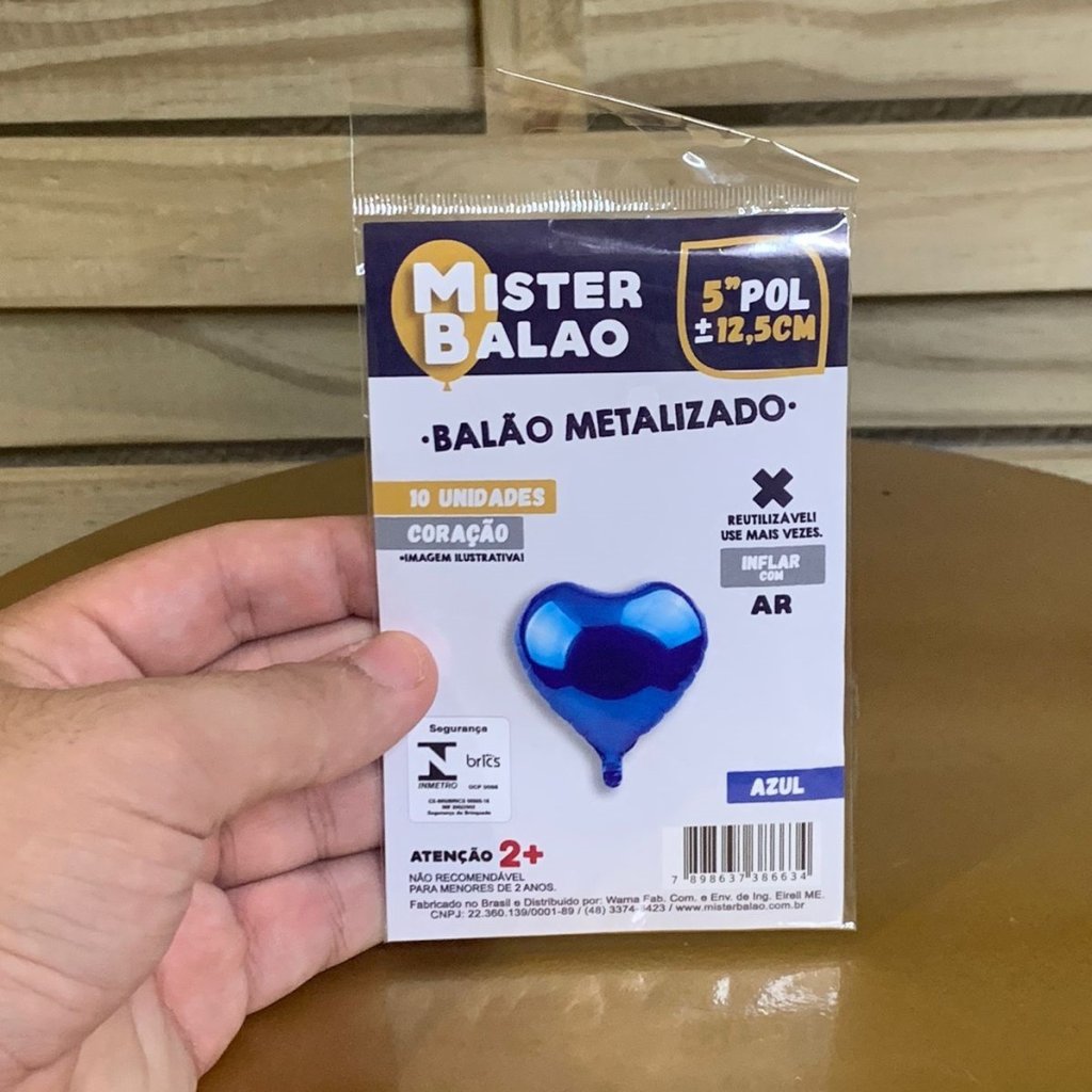 WM BALOES CORACAO 5POL 12,5CM AZUL ESCURO C/10 386634