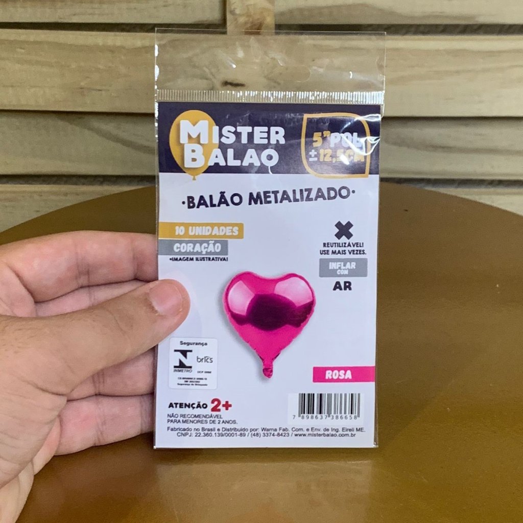 WM BALOES CORACAO 5POL 12,5CM ROSA PINK C/10 386658
