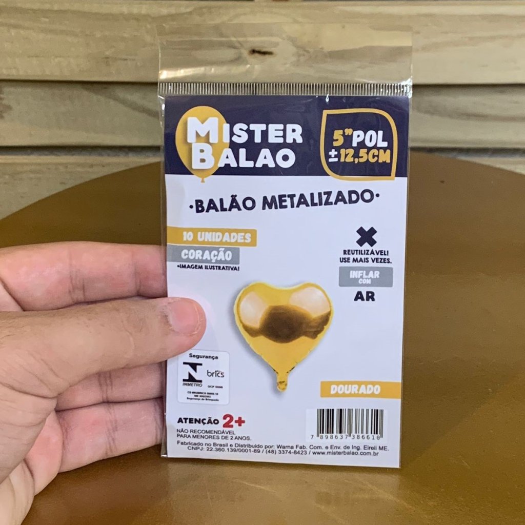 WM BALOES CORACAO 5POL 12,5CM DOURADO C/10 386610