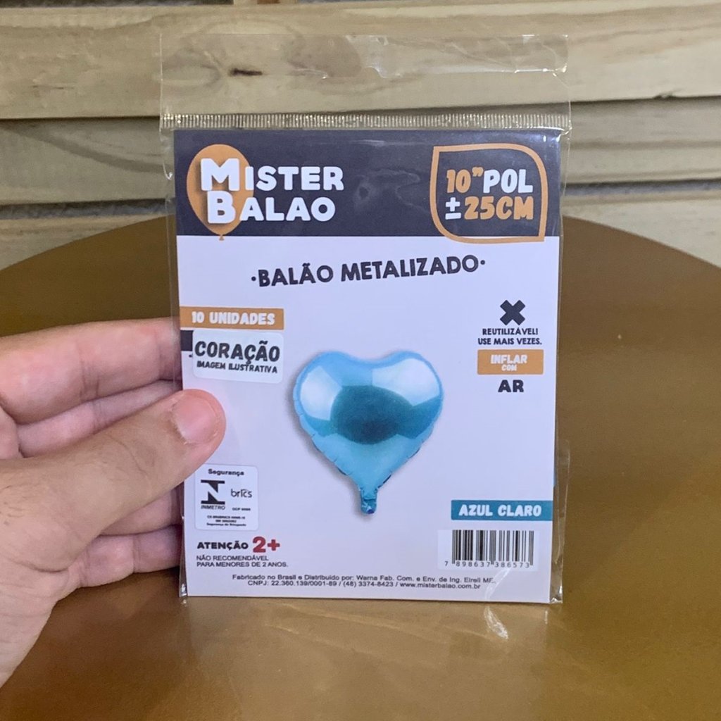 WM BALOES CORACAO 10POL 25CM AZUL CLARO C/10 386573