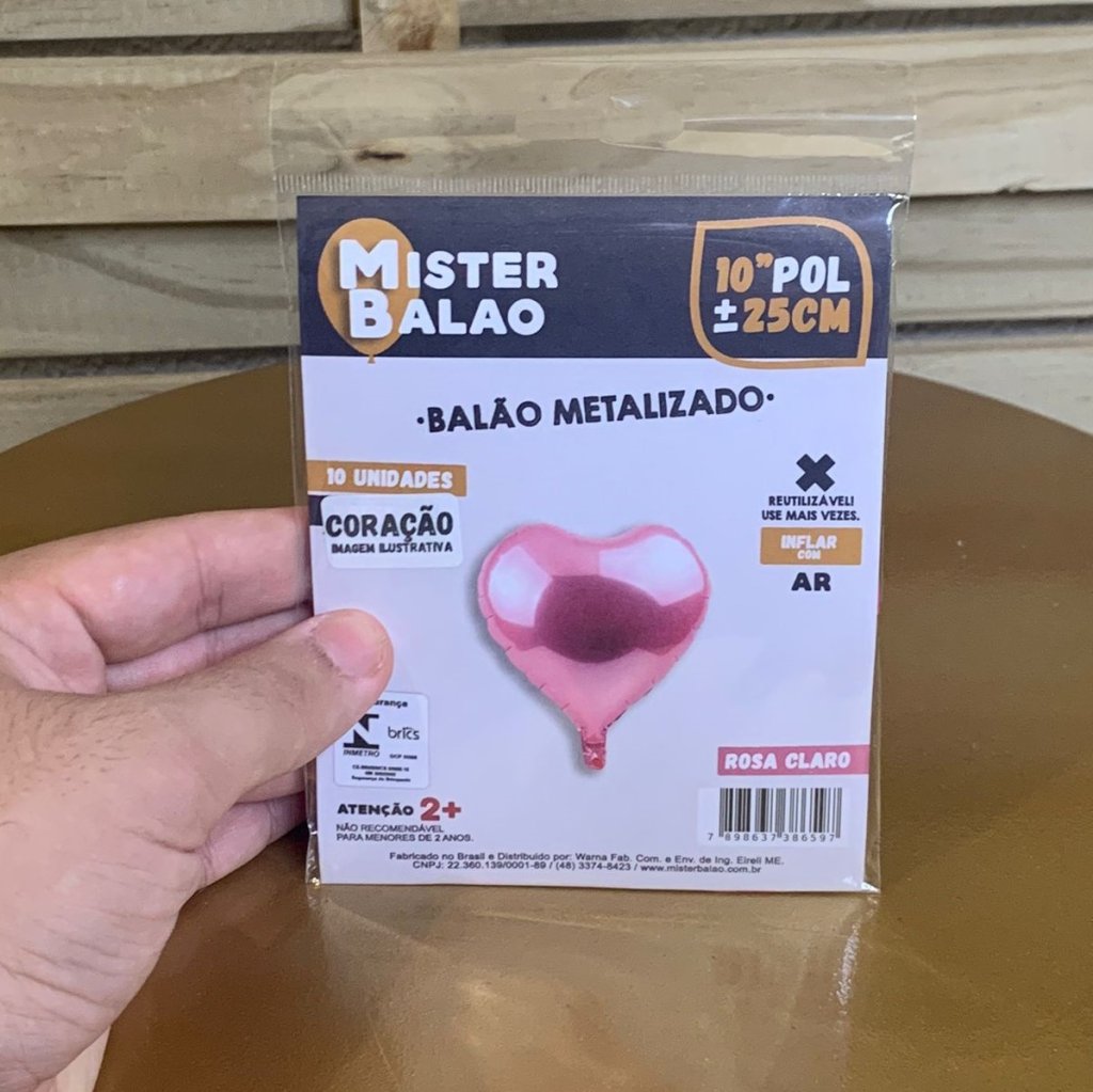 WM BALOES CORACAO 10POL 25CM ROSA CLARO C/10 386597