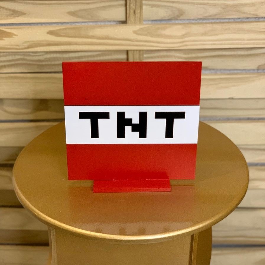 PLACA DECORATIVA MINECRAFT TNT 20X20CM MDF 576513