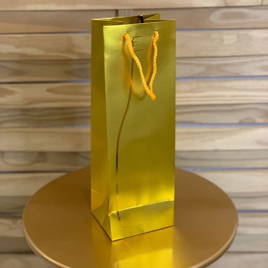 SACOLA DE VINHO 12X36X10CM OURO 230631