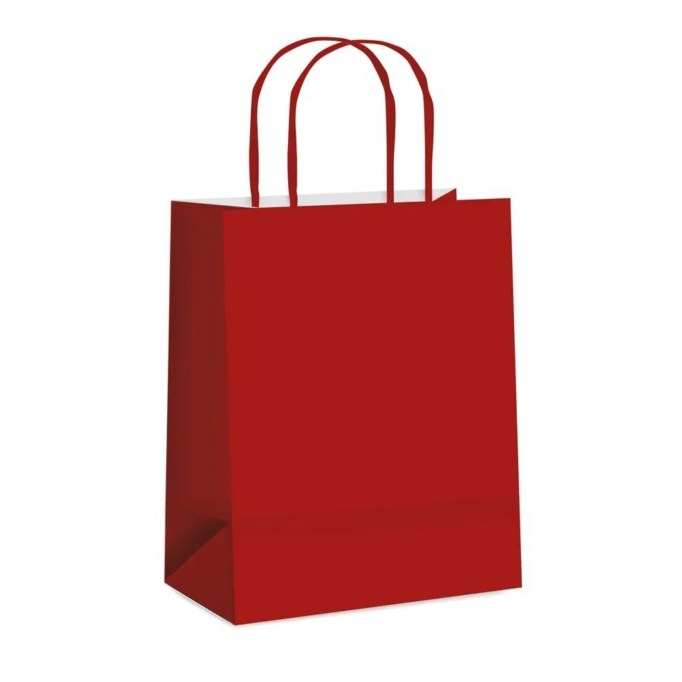 SACOLA PAPEL VERMELHO P 21,5X15X8 PT C/10 1000015 954911
