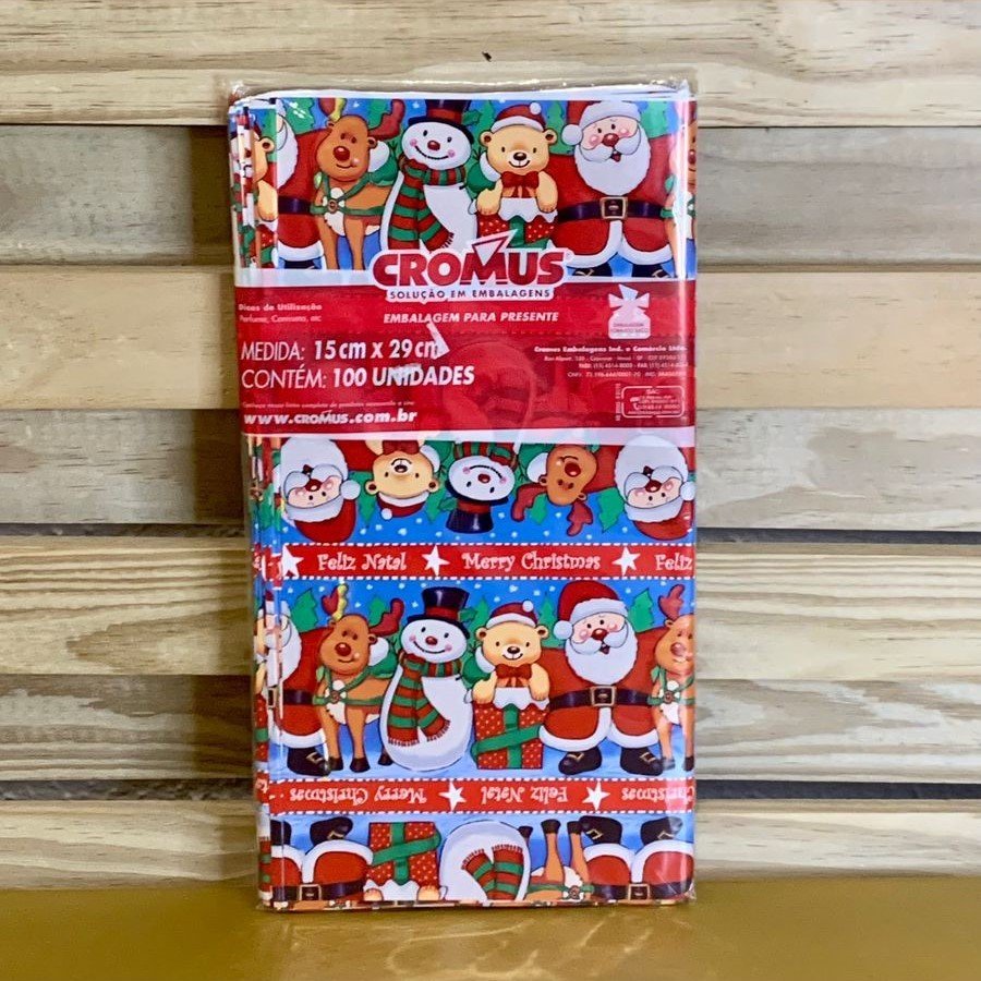 SACO PEROL 15X29 TURMA DO NOEL C/100 804303 - NATAL