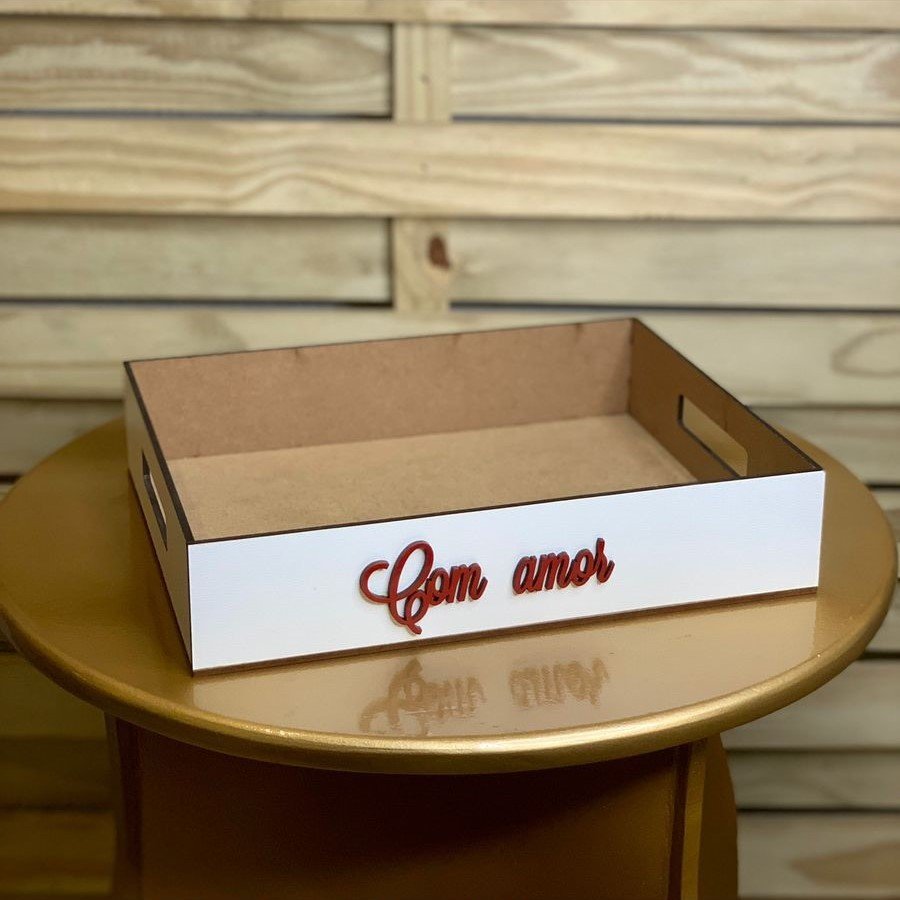 BANDEJA 20X25X5CM C/FRASE MDF BCO 610767