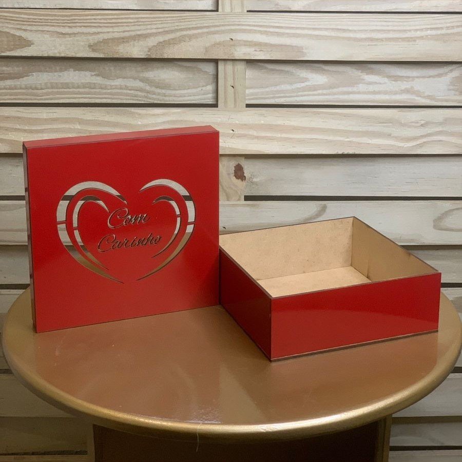 CAIXA 15X15X5CM COM CARINHO MDF VERM 611696
