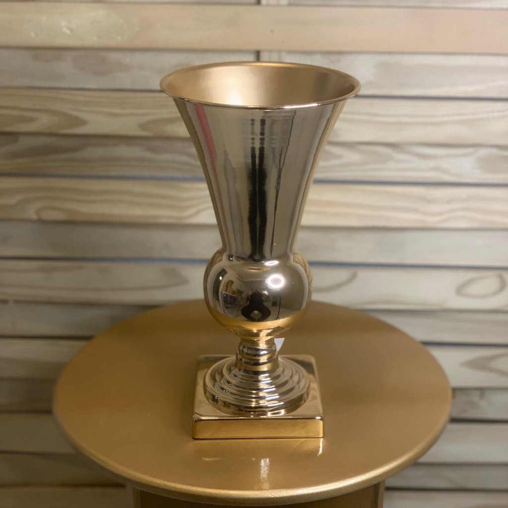 VASO METAL CONE BAIXA 17X17X31CM DOURADO 35020 850677