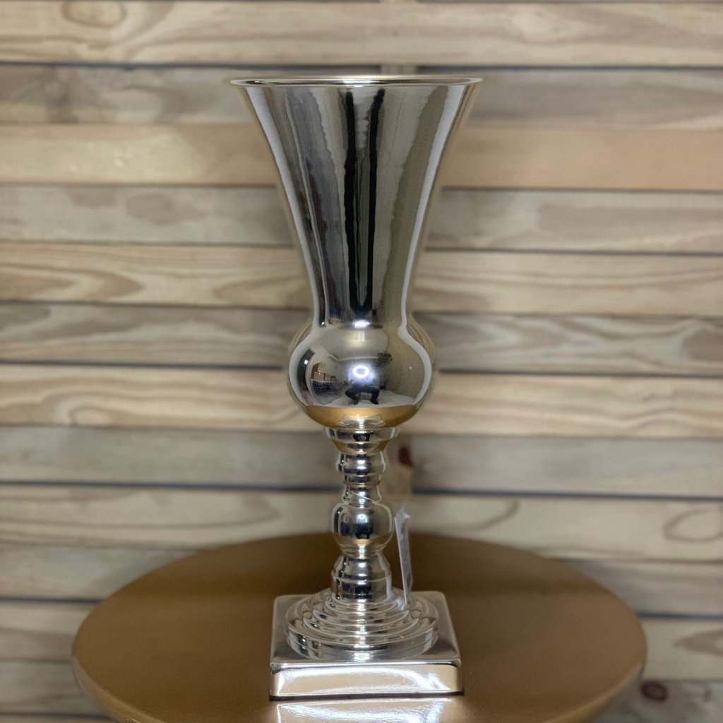 VASO METAL CONE ALTA 17X17X38CM PRATA 827716 35019