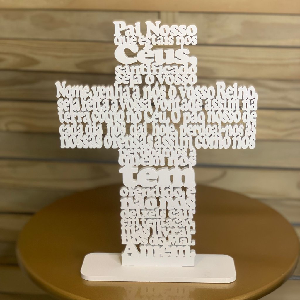 CRUZ NA BASE C/ORACAO VAZADA PAI NOSSO MDF 30X22CM 517738