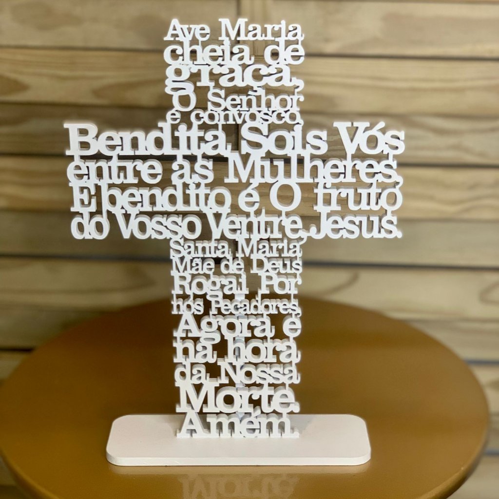 CRUZ NA BASE C/ORACAO VAZADA AV MARIA 30X22CM 517738