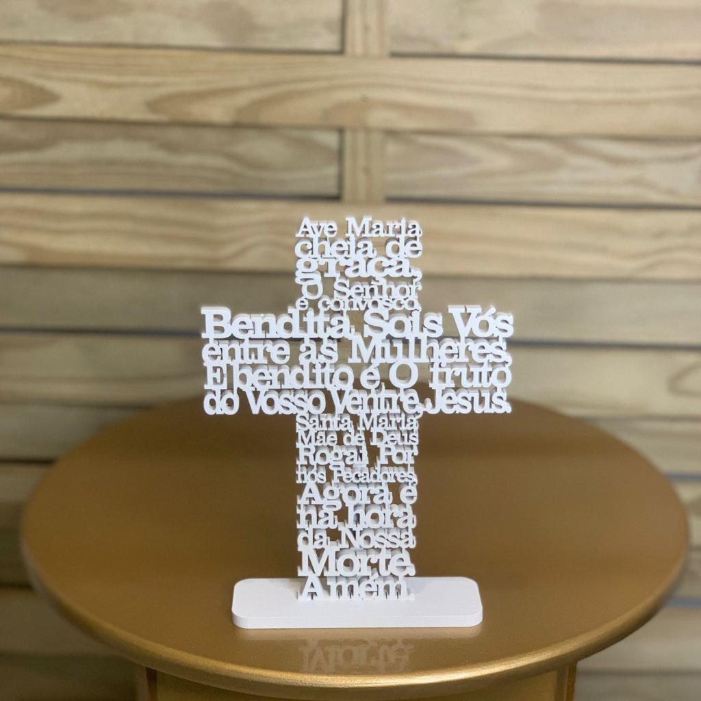 CRUZ NA BS C/ORACAO VAZADA AVE MARIA MDF 21CM 553125