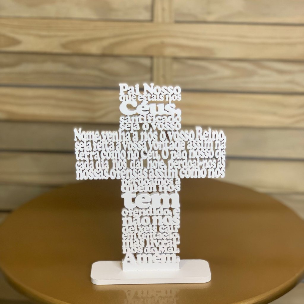 CRUZ NA BS C/ORACAO VAZADA PAI NOSSO MDF 21CM 553125