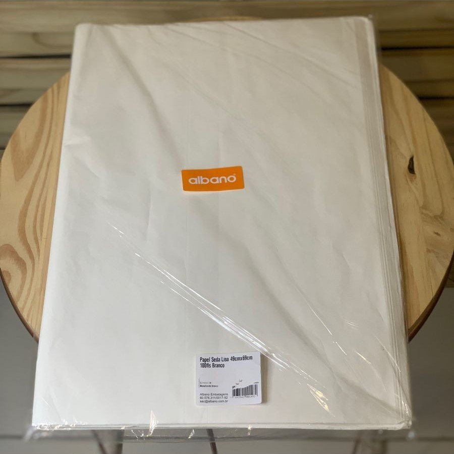 PAPEL SEDA LISO 49CMX69CM 100FLS BRANCO 00148