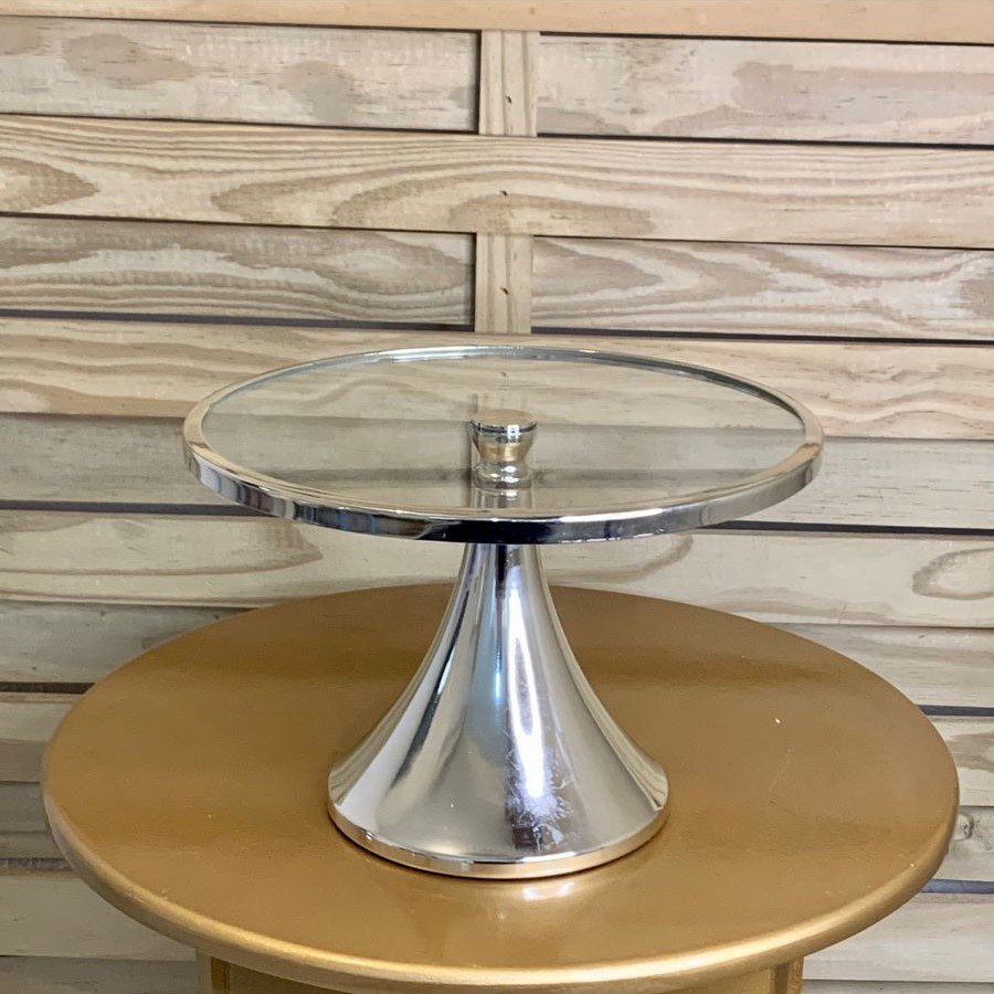 PORTA DOCE BASE VIDRO CLEAN 25X16CM PRATA 82203S 873225