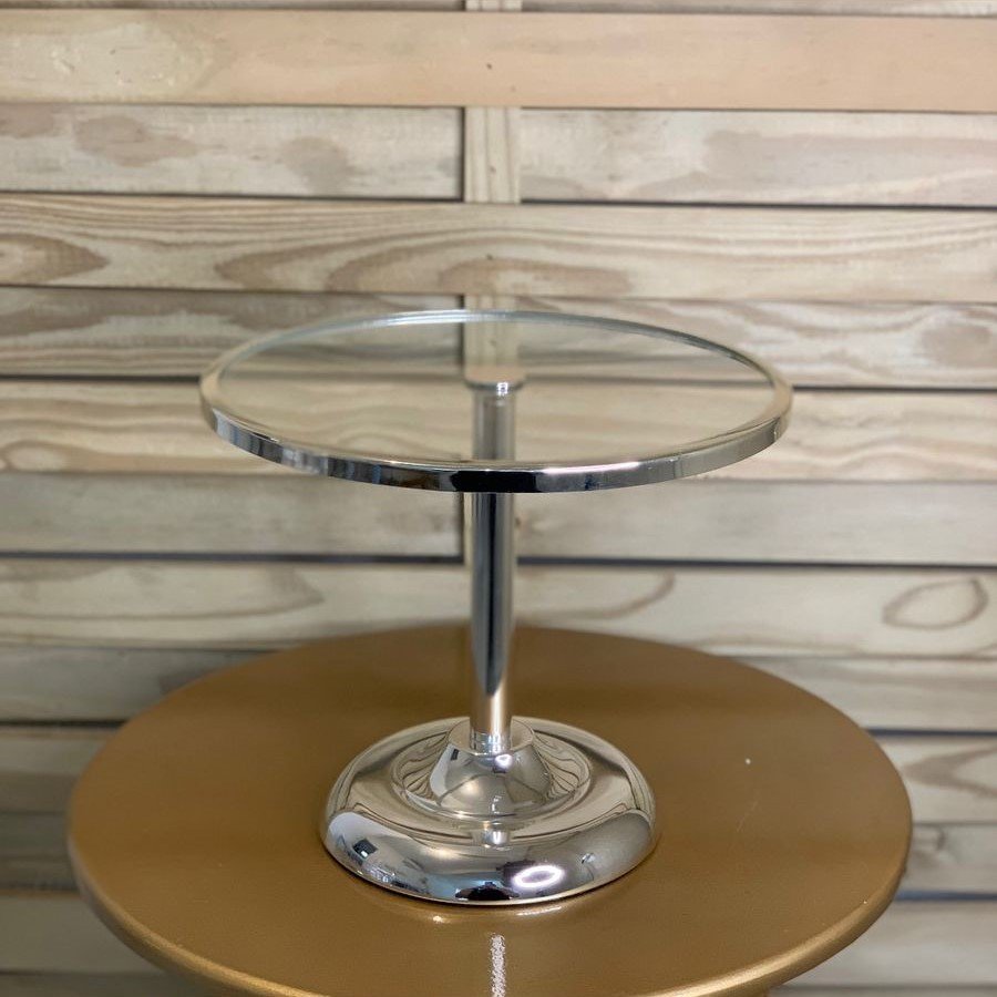 PORTA DOCE BASE VIDRO PP 25X21CM PRATA 873294 82207S