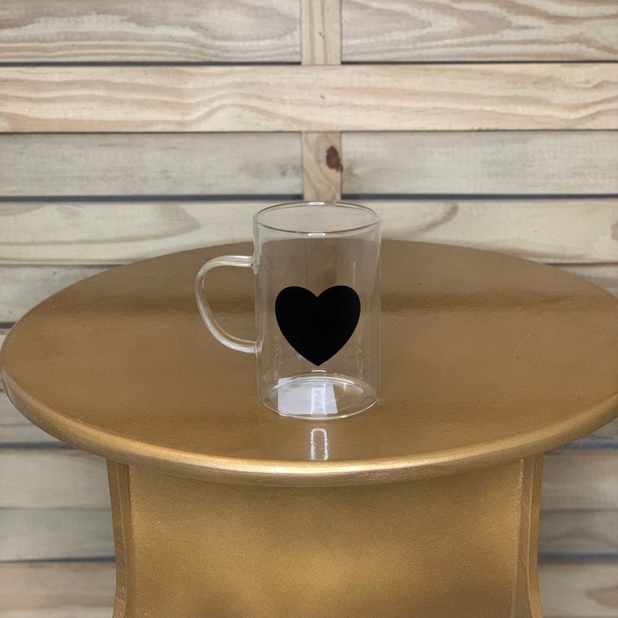 CANECA VIDRO BLACK HEART 280ML 029513