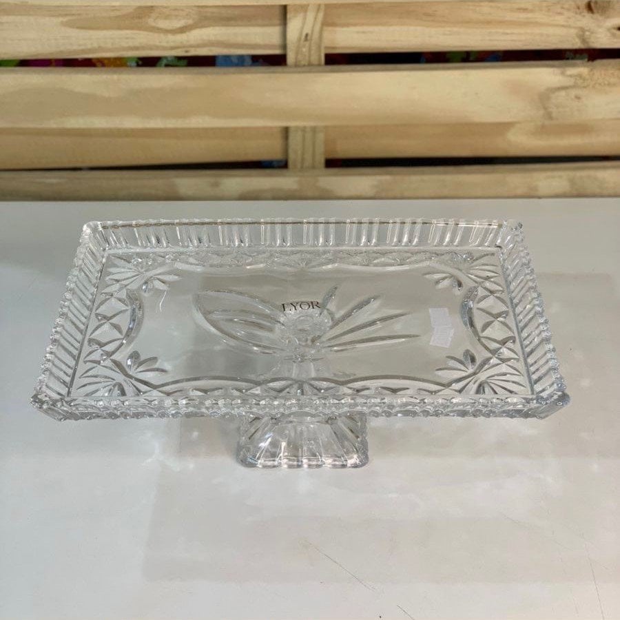 PRATO P/BOLO C/PE CRISTAL CHUMBO JANINE 29,5X19,5CM 074490