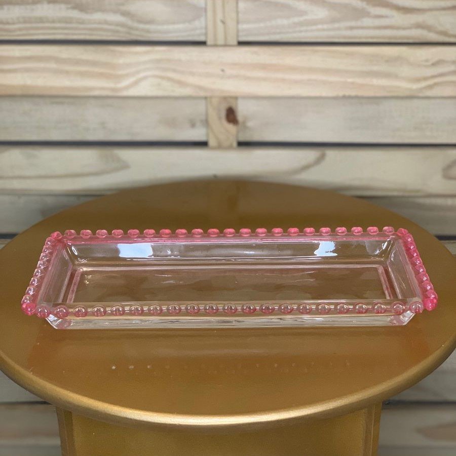 TRAVESSA RETANG CRISTAL CHUMB CORACAO BORDA 30X13X3CM 017152