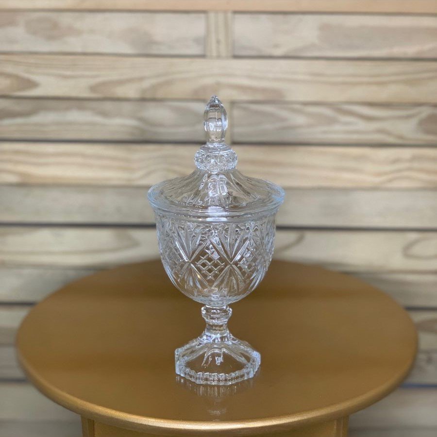 POTICHE DEC C/PE DE CRISTAL CHUMBO DUBLIN 11,5X24,5CM 075343