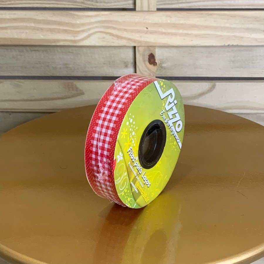 FITA PLASTICA 32MMX100M XADREZ VERMELHO 003019