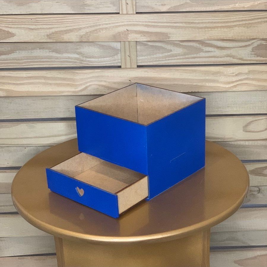 CAIXA 15X15X15CM C/GAVETA MOVEL PINTADA AZUL 596924