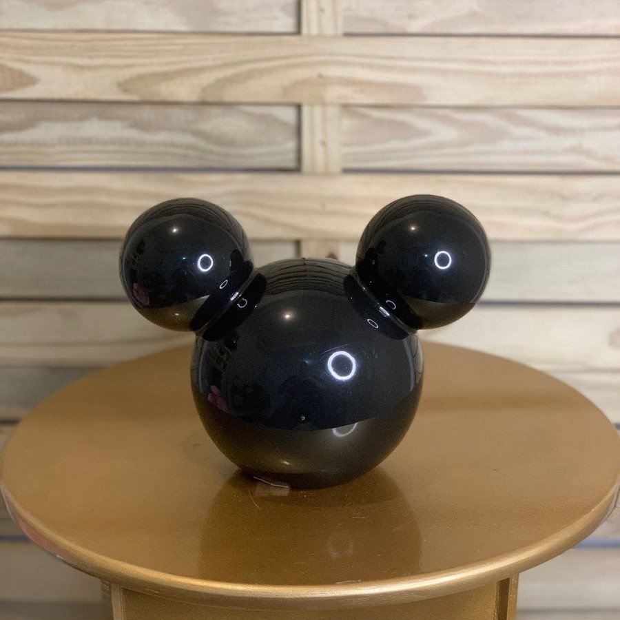 CABEÇA MOUSE ACRILICA DECORATIVA PRETO 18CM 102165