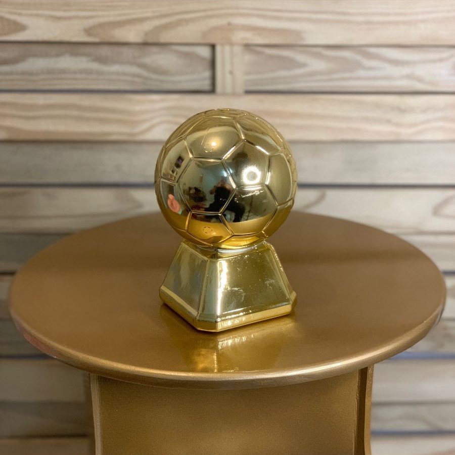 TROFEU BOLA DECORATIVO DOURADO METALIZADO 16CM 108174