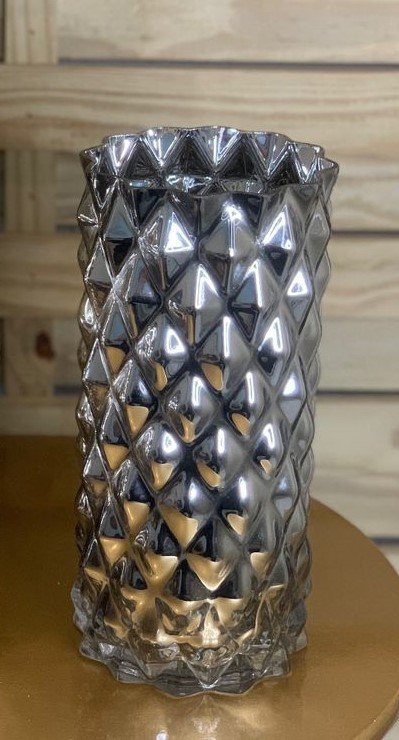 VASO VIDRO 0.5CM PRATA 25CM 201102