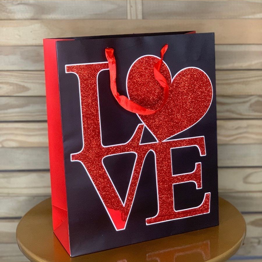 SACOLA DE PAPEL PARA PRESENTE LOVE 26X32X10CM 253371