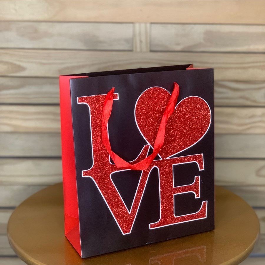 SACOLA DE PAPEL PARA PRESENTE LOVE 21X24X8CM 253364