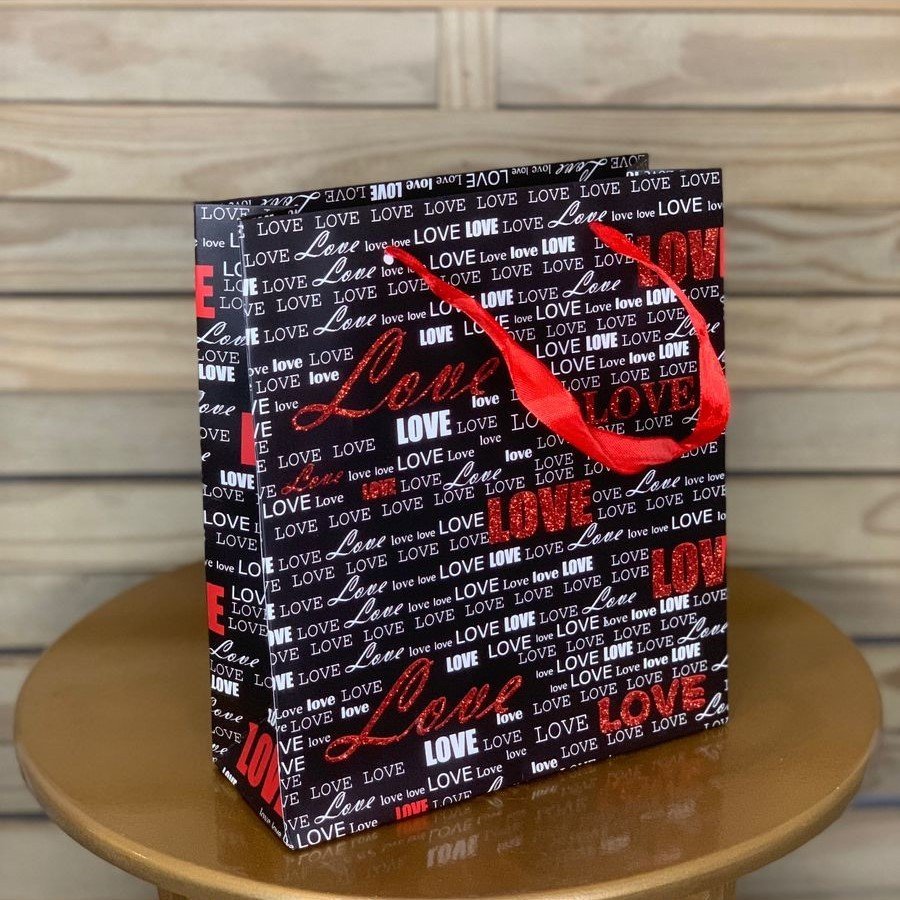 SACOLA DE PAPEL PARA PRESENTE LOVE 21X24X8CM 253364