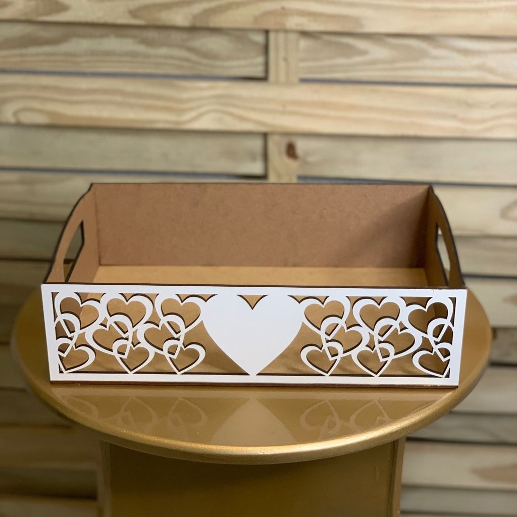 BANDEJA ROMANTICA 30X20X9CM MDF LAMINADO BRANCO 547018