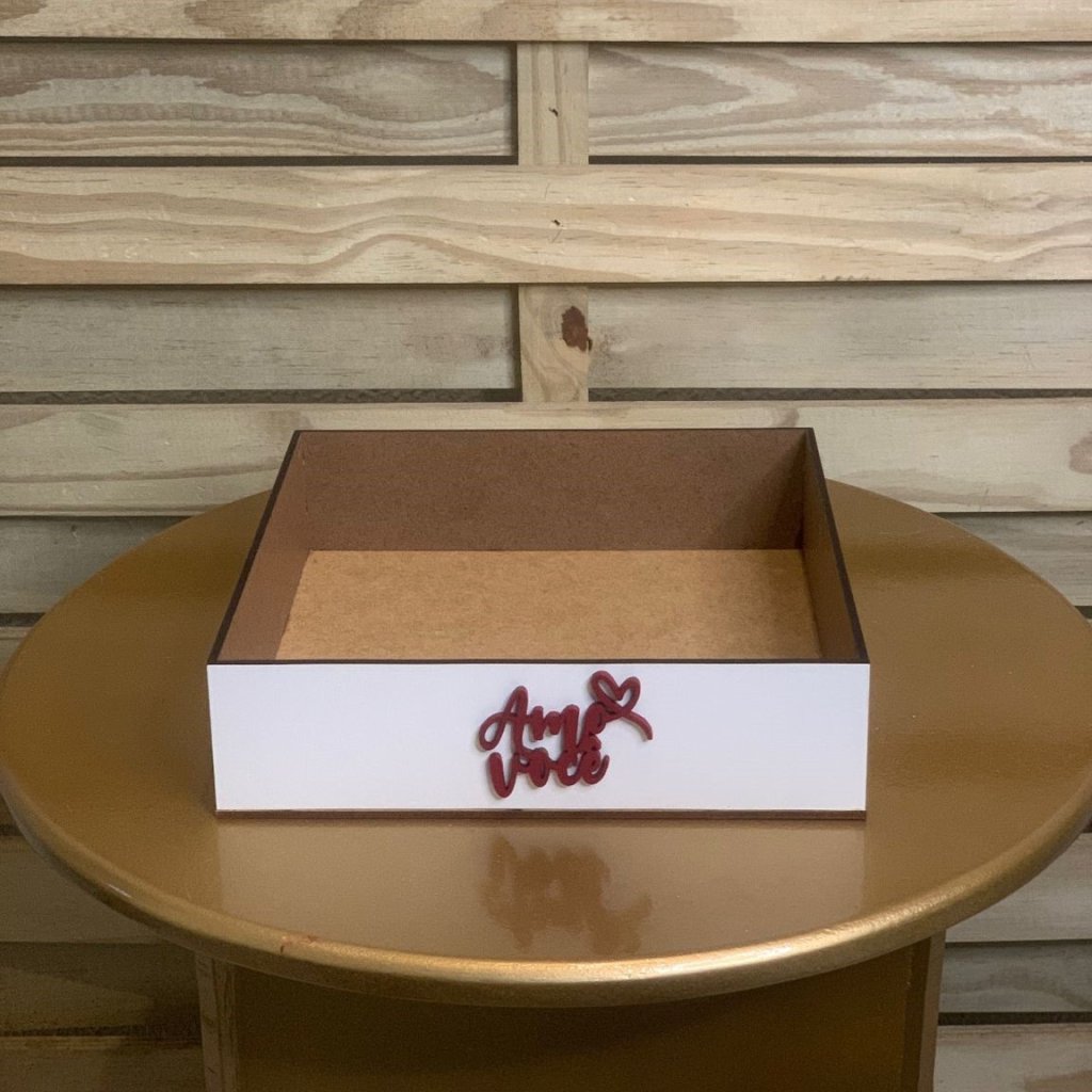 BANDEJA 20X20X5CM C/FRASE MDF VERM/BCO 584204