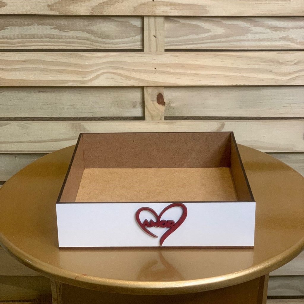 BANDEJA 20X20X5CM C/FRASE MDF VERM/BCO 584204