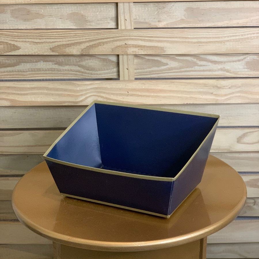 CESTA CARTAO TRAPEZIO AZUL/OURO P 19X13X8 13002437 368101