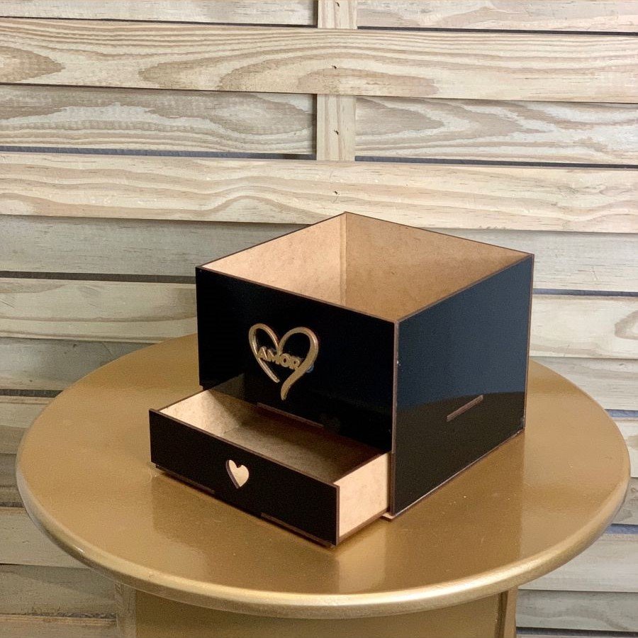 CAIXA 15X15X15CM GAVETA MOVEL DE MDF PRETA 596047