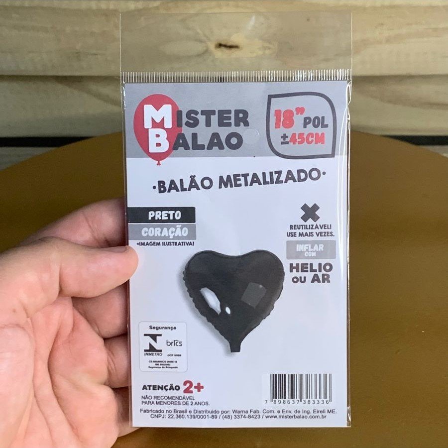 WM BALOES CORACAO 18POL 45CM PRETO 383336