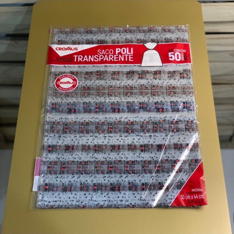 SACO TRANSP 30X44 FEITO COM AMOR PT C/50UN 11300849 013339