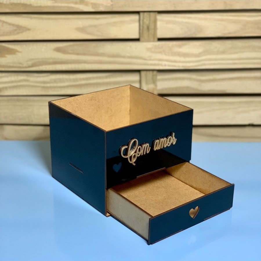 CAIXA 15X15X15CM GAVETA MOVEL DE MDF PRETA 596047