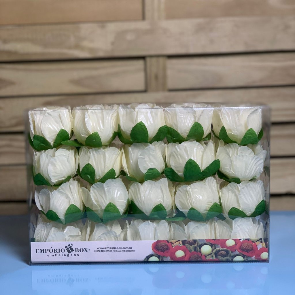 FORMINHA PARA DOCE FLOR BOTAO DE ROSA COR MARFIM 20UN 485005