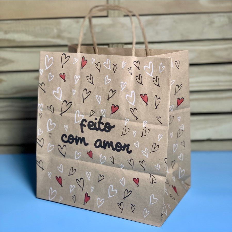 SACOLA ECO PPQL AMOR DOCE A24XL22XF15CM C/10 UNIDADES 123922