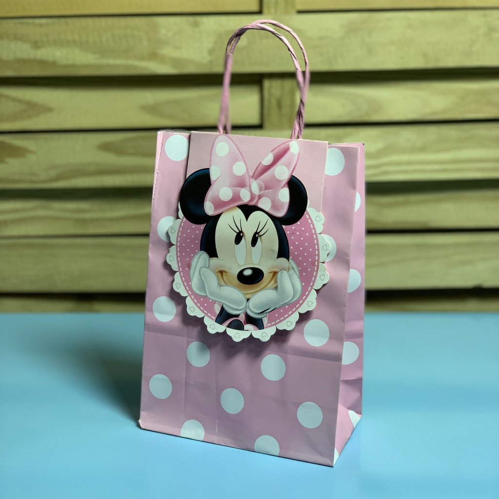 SACOLA PAPEL C/ FECHA MINNIE DOTS P 21,5X15X8 C/10 14000123
